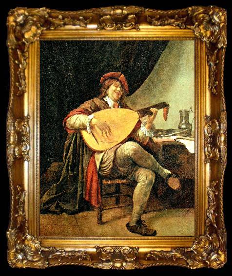 framed  Jan Vermeer flicka med gitarr, ta009-2