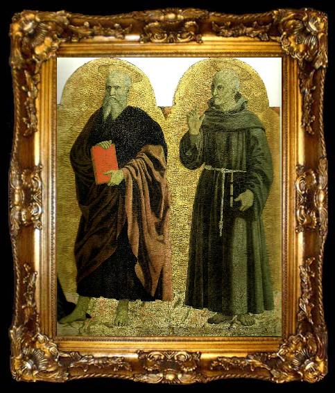 framed  Piero della Francesca sts andrew and bernardino of siena from the polyptych of the misericordia, ta009-2