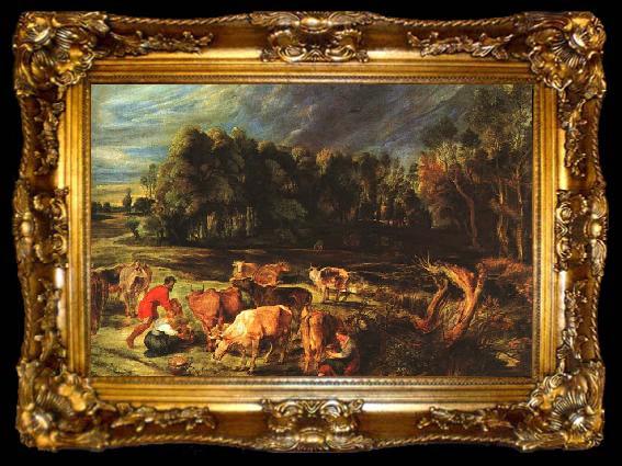 framed  RUBENS, Pieter Pauwel Landscape with Cows, ta009-2