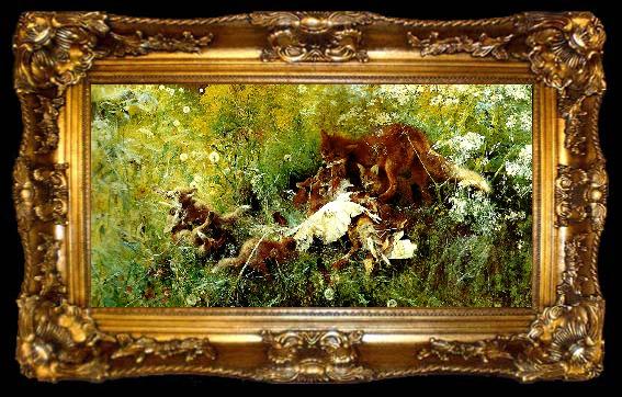 framed  bruno liljefors ravfamilj, ta009-2