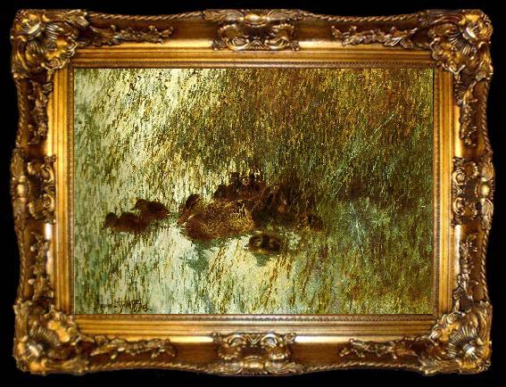 framed  bruno liljefors andhona med ungar, ta009-2