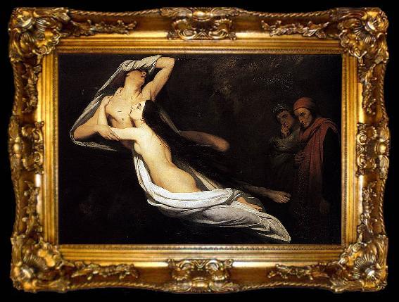 framed  Ary Scheffer The Ghosts of Paolo and Francesca Appear to Dante and Virgil, ta009-2