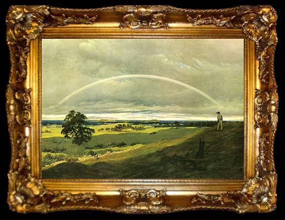 framed  Caspar David Friedrich Landschaft mit Regenbogen, ta009-2