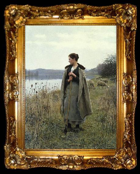 framed  Daniel Ridgway Knight The Shepherdess of Rolleboise, ta009-2