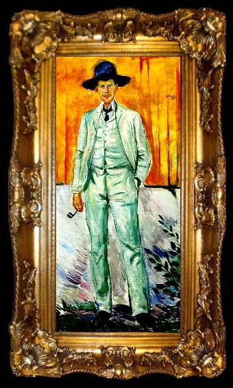 framed  Edvard Munch portratt av malaren ludvig karsten, ta009-2