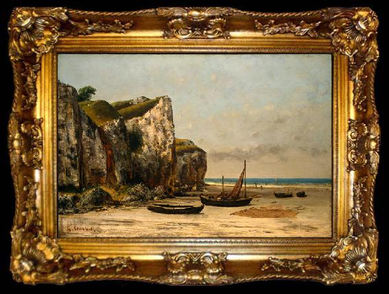 framed  Gustave Courbet Beach in Normandy, ta009-2