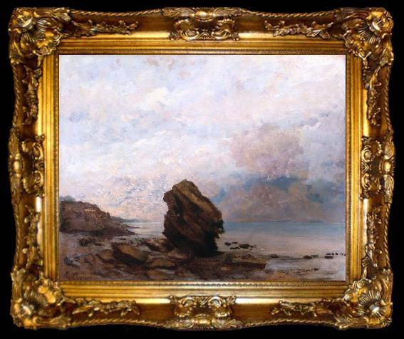 framed  Gustave Courbet Isolated Rock (Le Rocher isolx), ta009-2
