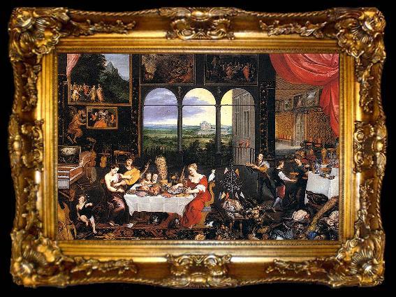 framed  Jan Brueghel The Elder The Senses of Hearing, Touch and Taste, ta009-2