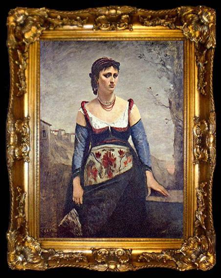 framed  Jean-Baptiste-Camille Corot Agostina, die Italienerin, ta009-2