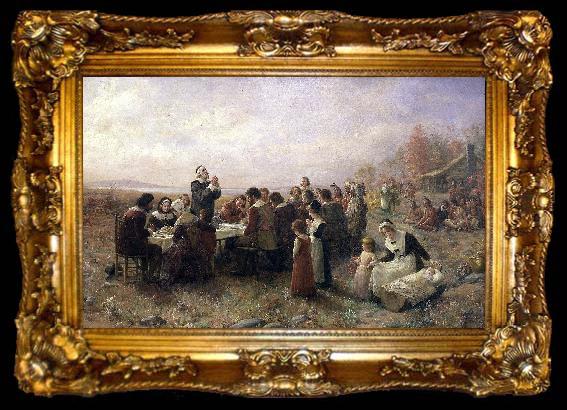 framed  Jennie A. Brownscombe The First Thanksgiving at Plymouth, ta009-2