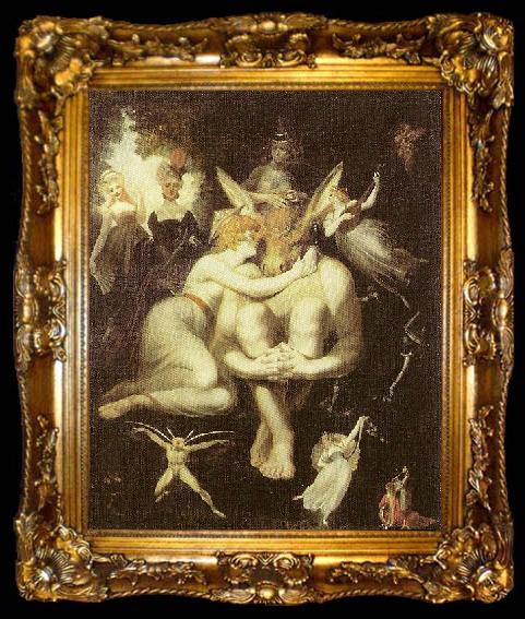 framed  Johann Heinrich Fuseli Titania is leevtallig met Bottom met de daare Eselkopp, ta009-2