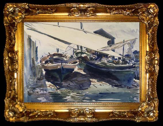 framed  John Singer Sargent Boats Drawn Up, ta009-2