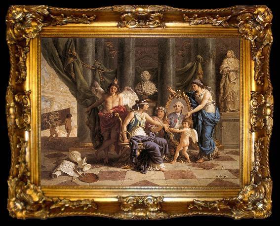 framed  Louis Jean Francois Lagrenee Allegory on the Installation of the Museum in the Grande Galerie of the Louvre, ta009-2