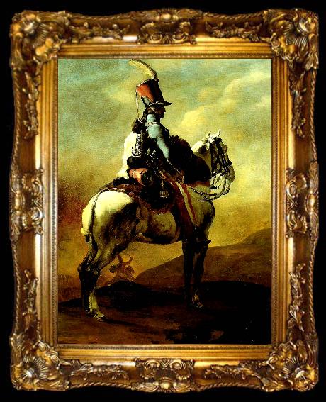 framed  Theodore   Gericault trompette de hussards, ta009-2