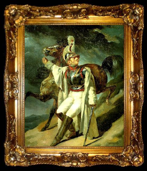 framed  Theodore   Gericault cuirassier blesse, quittant le feu, ta009-2