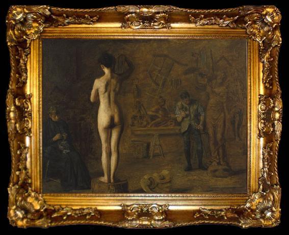 framed  Thomas Eakins William Rush Carving His Allegorical Figure of the Schuylkill River, ta009-2
