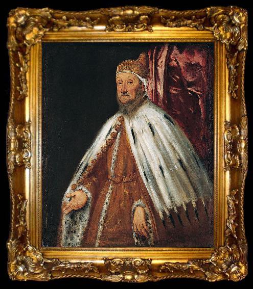 framed  Tintoretto Portrait of Doge Pietro Loredan, ta009-2