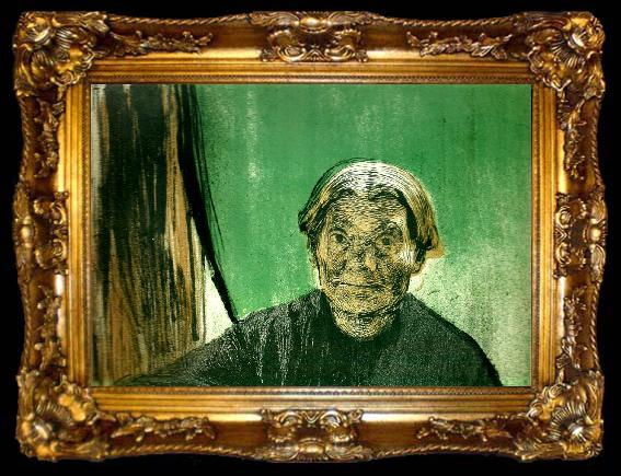 framed  kathe kollwitz gammal kvinna vid fonster, ta009-2