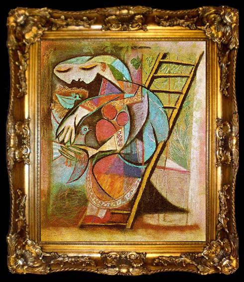 framed  pablo picasso bondkvinna pa en stege, ta009-2
