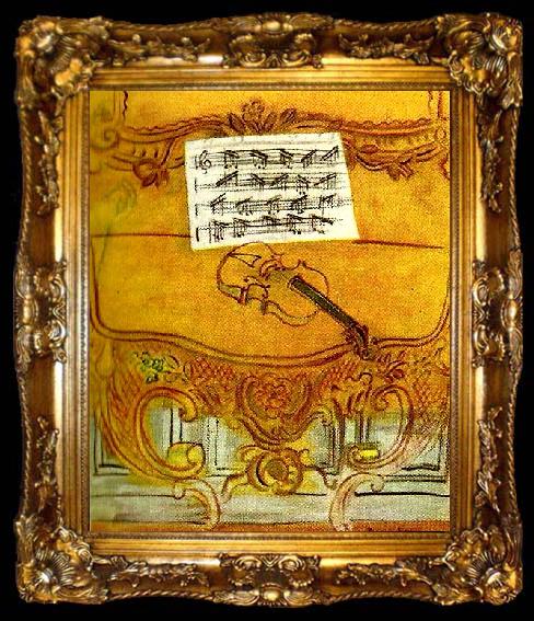 framed  raoul dufy konsol med gul fiol, ta009-2