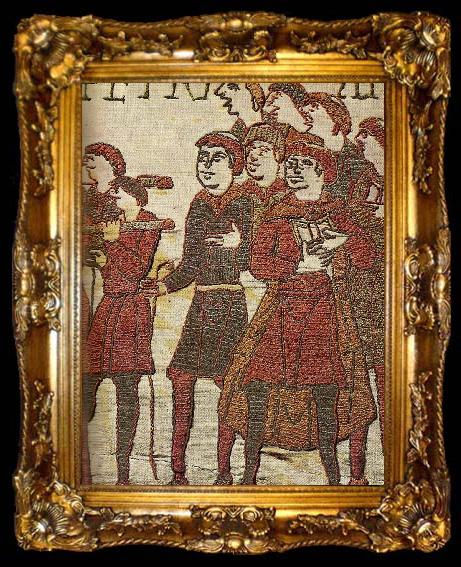 framed  unknow artist detalj av bayeux-tapeten, ta009-2