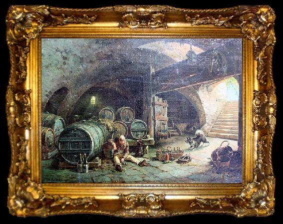 framed  unknow artist In a wine vault, ta009-2