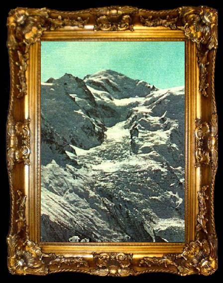 framed  unknow artist paccard balmat och de flesta andra alpinister tog  sig upp till mont blancs topp pa nordsidan, ta009-2