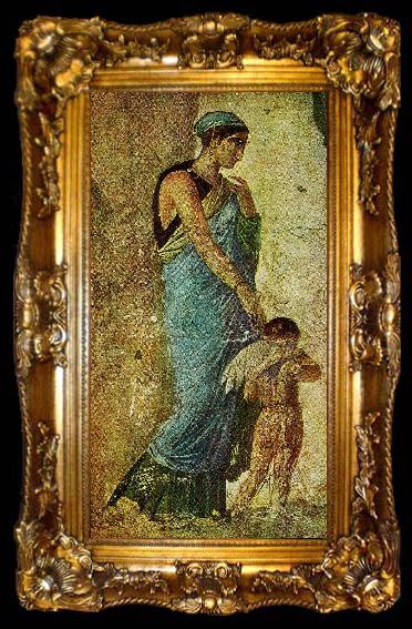 framed  unknow artist romersk vaggmalning me3d kvinna i grekisk drakt, ta009-2