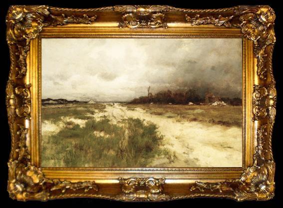 framed  unknow artist Coast Landscape, Dunes and Windmill, ta009-2