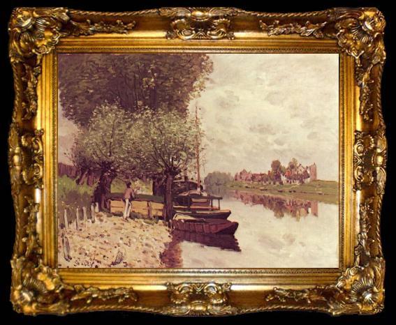 framed  Alfred Sisley The Seine at Bougival, ta009-2