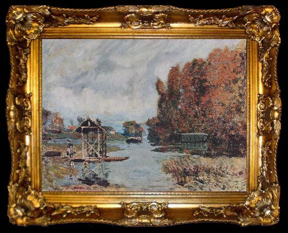 framed  Alfred Sisley Wacherinnen von Bougival, ta009-2