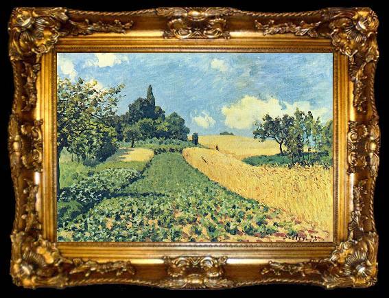 framed  Alfred Sisley Getreidefelder auf den Hugeln von Argenteuil, ta009-2