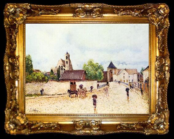 framed  Alfred Sisley Moret am Loing im Regen, ta009-2