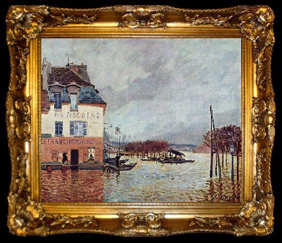framed  Alfred Sisley uberschwemmung in Port Marly, ta009-2