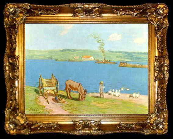 framed  Alfred Sisley Flussufer, ta009-2
