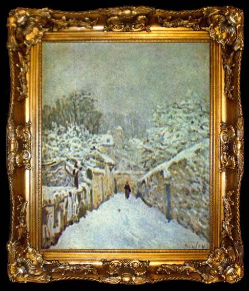 framed  Alfred Sisley Schnee in Louveciennes, ta009-2
