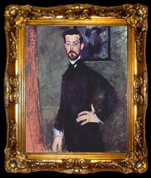 framed  Amedeo Modigliani Portrat des Paul Alexanders vor grunem Hintergrund, ta009-2