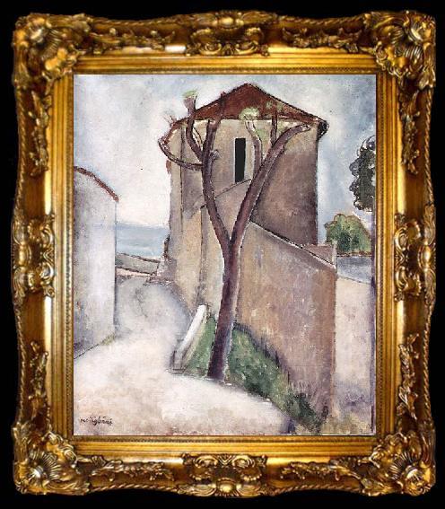 framed  Amedeo Modigliani Baum und Haus, ta009-2
