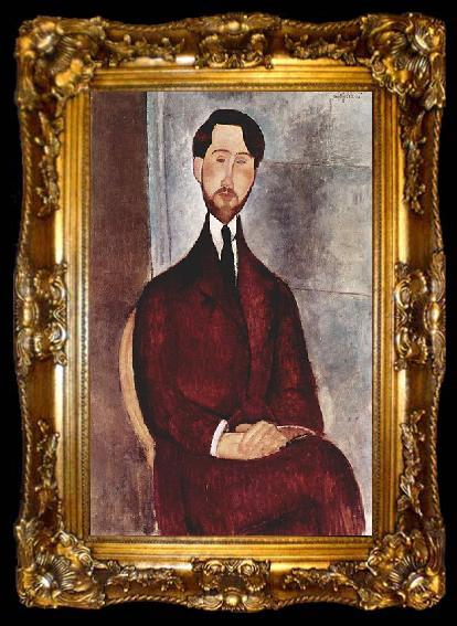 framed  Amedeo Modigliani Portrat des Leopold Zborowski, ta009-2