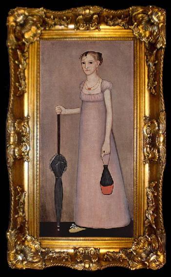 framed  Ammi Phillips Portrat der Harriet Leavens, ta009-2