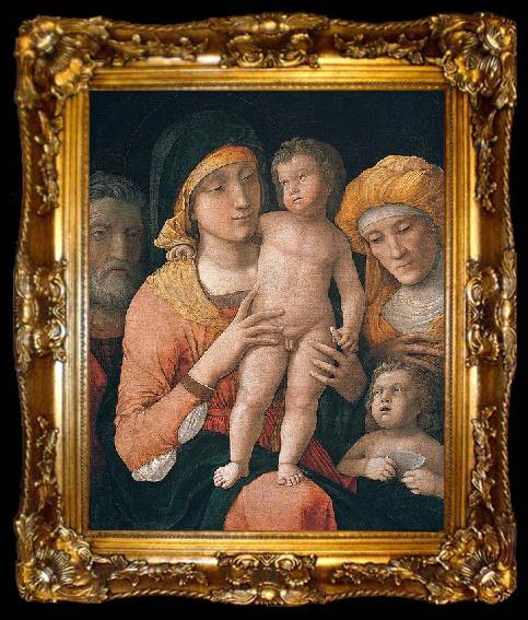 framed  Andrea Mantegna The Madonna and Child with Saints Joseph, Elizabeth, and John the Baptist, distemper, ta009-2