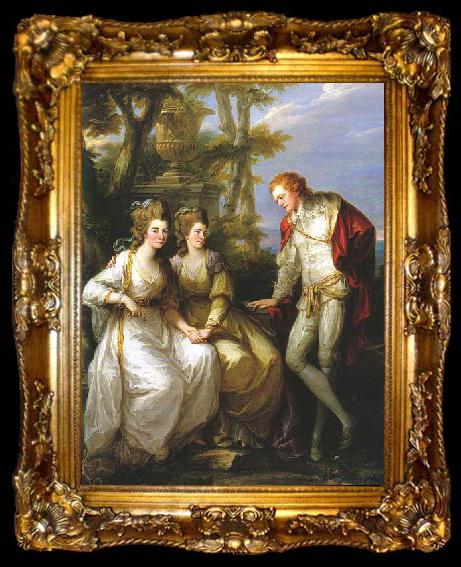 framed  Angelica Kauffmann Portrait of Lady Georgiana, Lady Henrietta Frances and George John Spencer, Viscount Althorp., ta009-2