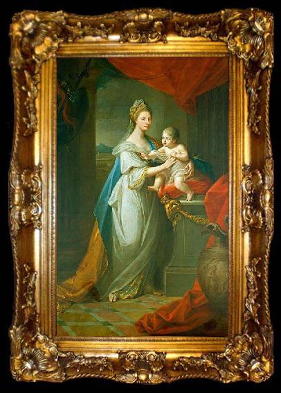framed  Angelica Kauffmann Portrait of Augusta of Hanover with her first born son Karl Georg of Brunswick, ta009-2