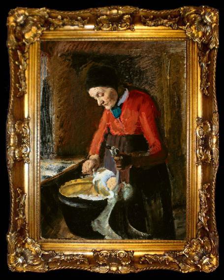 framed  Anna Ancher Old Lene Plucking a Goose, ta009-2