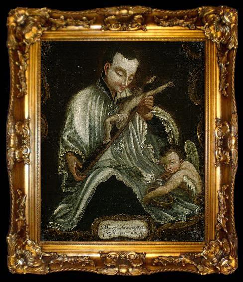 framed  Anonymous Saint Aloysius Gonzaga with the crucifix, ta009-2