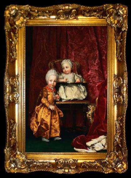 framed  Anton Raphael Mengs Portrait of Archduke Ferdinand (1769-1824) and Archduchess Maria Anna of Austria (1770-1809), children of Leopold II, Holy Roman Emperor, ta009-2