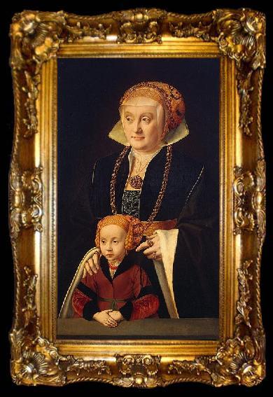 framed  Barthel Bruyn Portrait of a Lady with her daughter, ta009-2