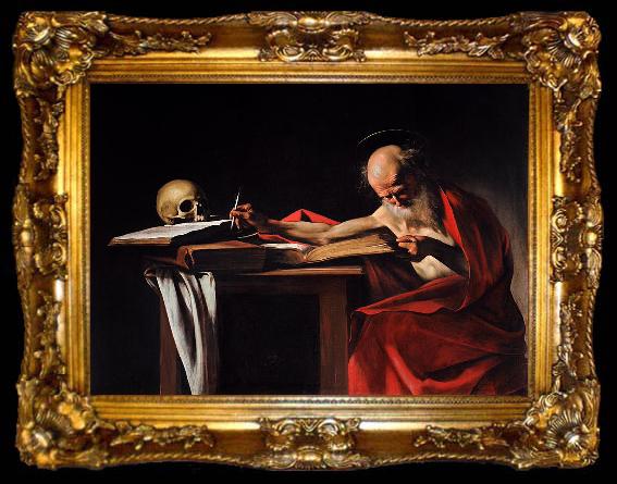 framed  Caravaggio Saint Jerome Writing, ta009-2