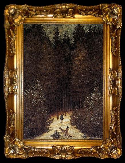 framed  Caspar David Friedrich The Chasseur in the Forest, ta009-2