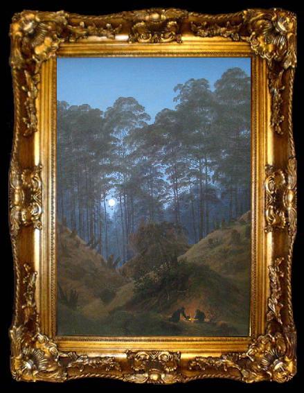 framed  Caspar David Friedrich Waldinneres bei Mondschein, ta009-2